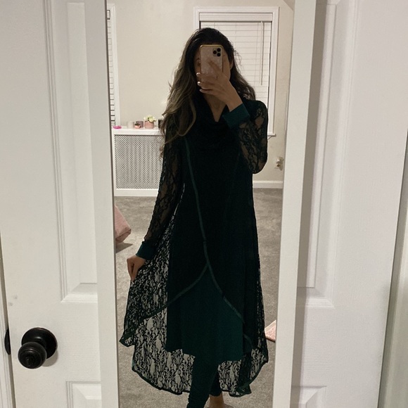 Green High low dress/kurta set - Picture 1 of 5